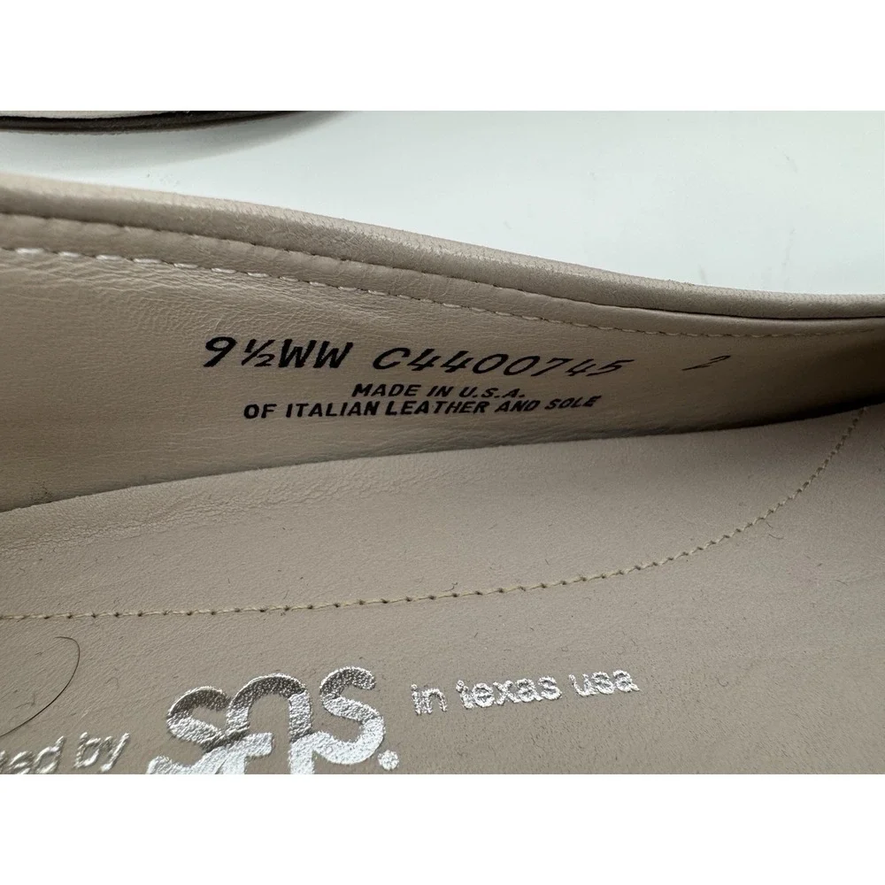 SAS Tan Italian Leather Slip-On Pumps Low Heel Support Comfort Shoe Womens 9.5WW